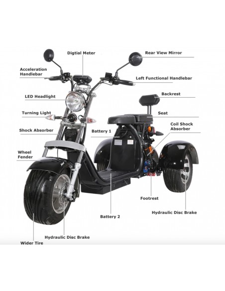 City coco 3 roues CP3 2000 watts 2 places avec panier