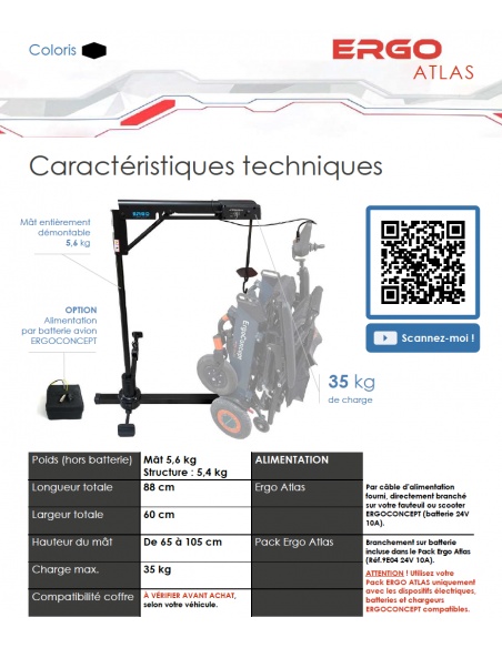 grue de coffre élevateur électrique pour porter les trottinettes électrique