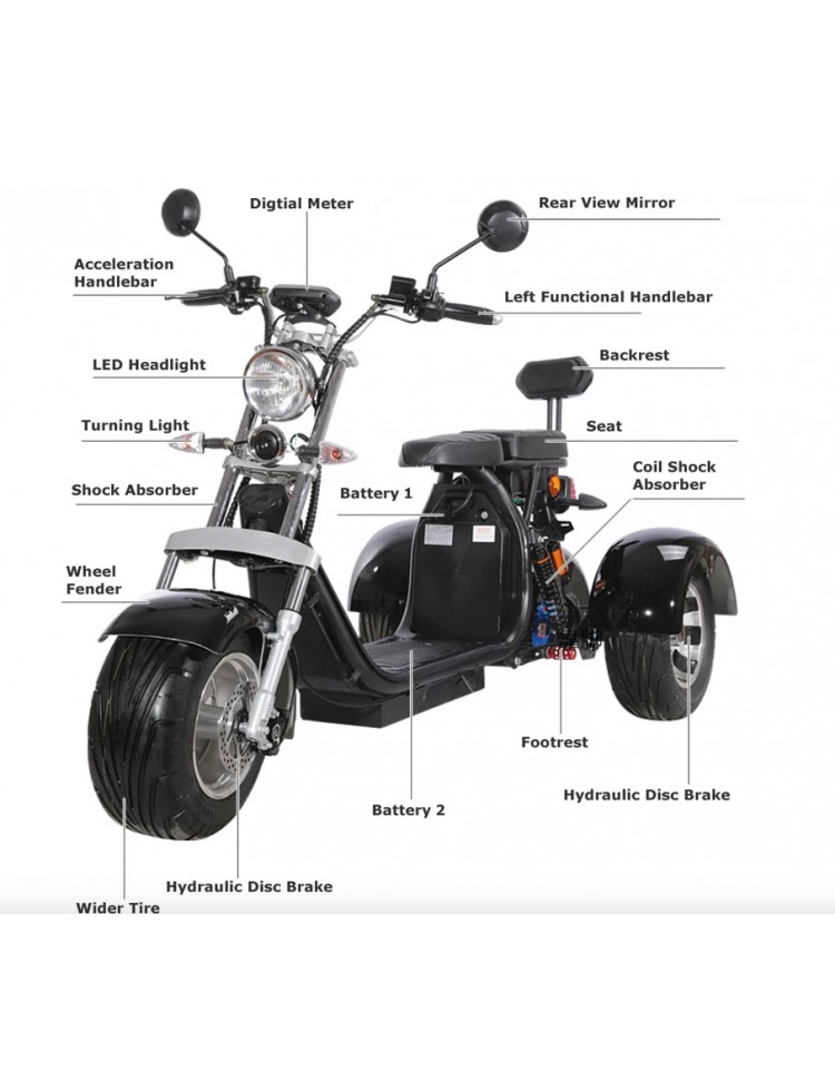 Strike 4000 watts city coco 3 roues 2 places