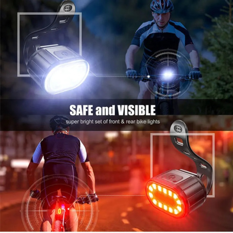 Phare avant et arrière étanche avec chargeur USB pour... 2