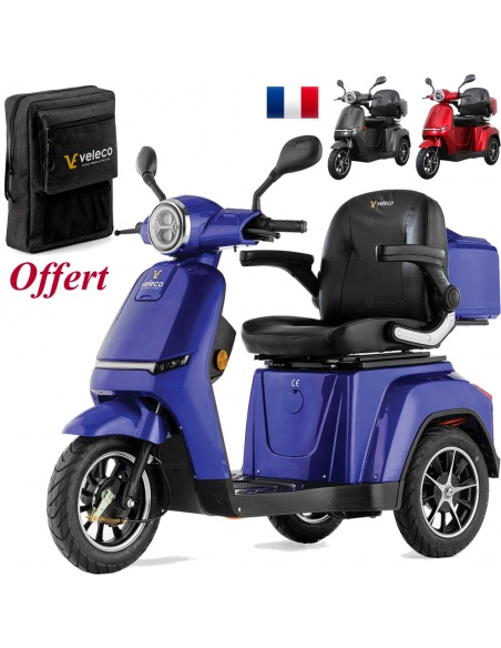 Scooter électrique à 3 roues stable 900 watts PMR et séniors Veleco Turris