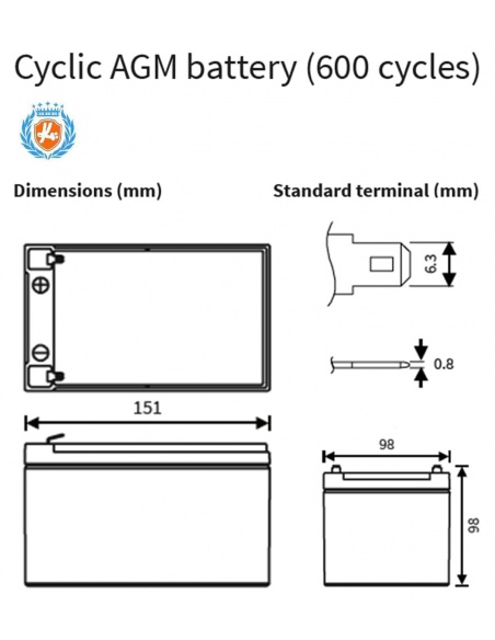 Batterie CPC – 2 × AGM 12Ah traction Colibri invacare
