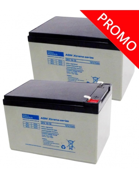 Batterie CPX – 2 × AGM 15Ah cyclique longue durée colibri Invacare 4 roues