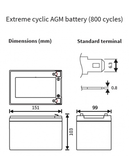 Batterie CPX – 2 × AGM 15Ah cyclique longue durée colibri Invacare 4 roues