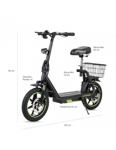 Draisienne électrique COGGIA avec panier 500 watts pliable
