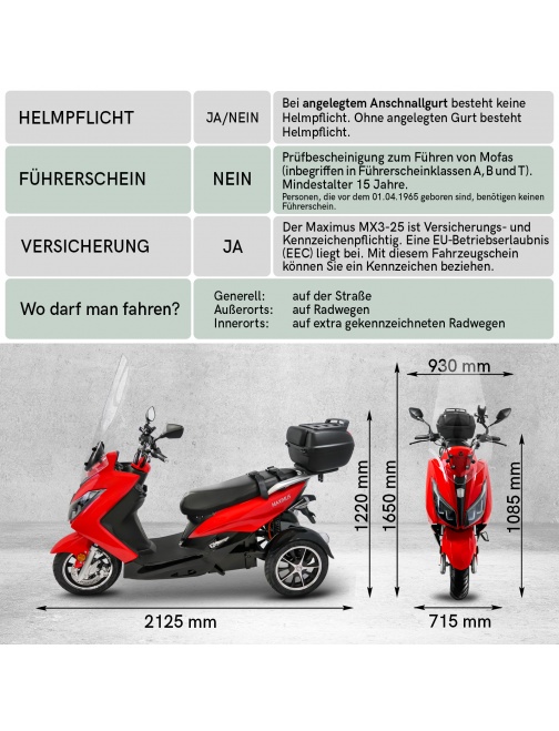 scooter 3 roues 2 places 1500 watts stables...