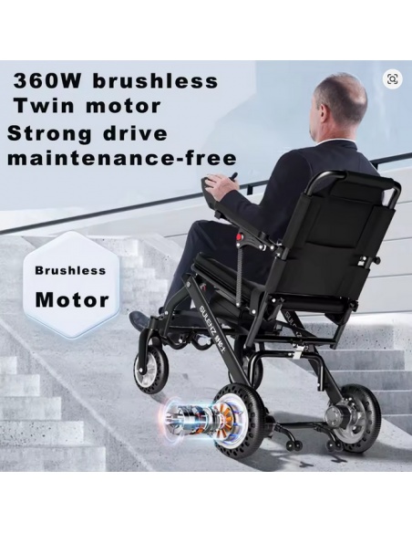 DOOM Fauteuil roulant électrique 360 watts 9 kg pliable  ultra léger pour PMR et séniors