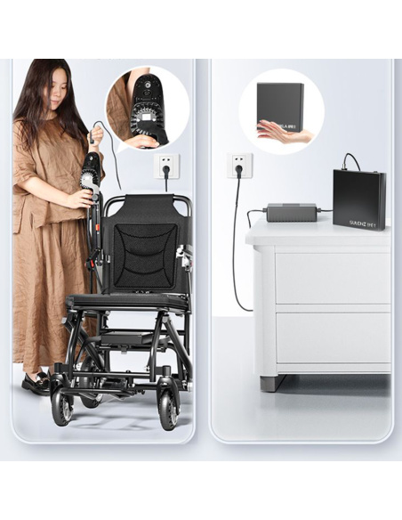 DOOM Fauteuil roulant électrique 9 kg pliable ultra léger pour PMR et séniors