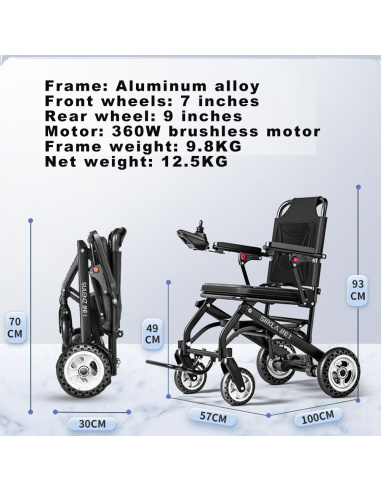 DOOM Fauteuil roulant électrique 360 watts 9 kg...