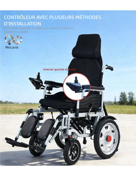 MAVY Fauteuil roulant électrique 4 roues 500 watts à dossier haut pour PMR et séniors