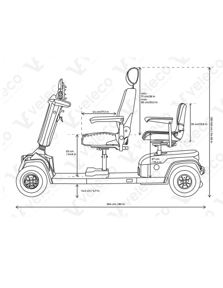 Scooter électrique 2 places sièges pivotants 4 roues TUNY