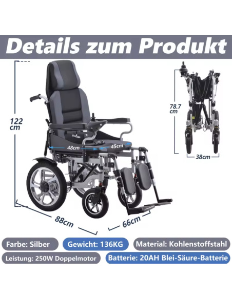 conforty fauteuil électrique 4 roues 500 watts à grand dossier réglable pour PMR et séniors