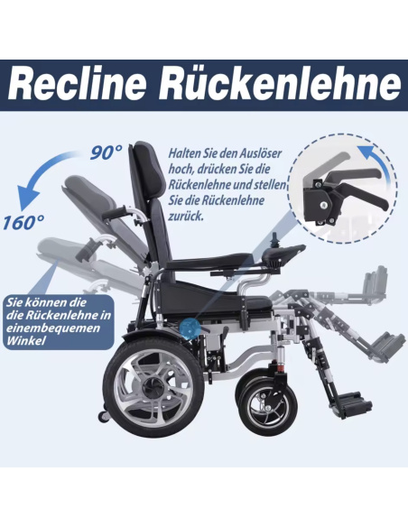 conforty fauteuil électrique 4 roues 500 watts à grand dossier réglable pour PMR et séniors
