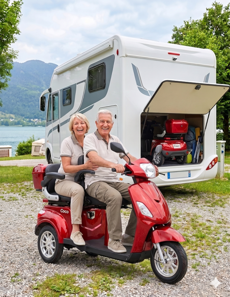 COCO - Scooter électrique 3 roues 2 places 1000 Watts pour PMR et séniors