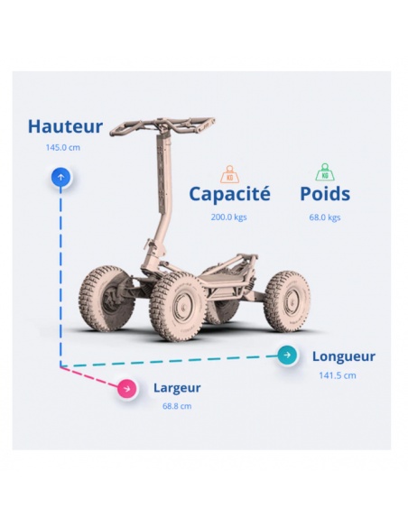 VEEHOP scooter électrique 4 roues immatriculable tout terrain pour PMR et séniors