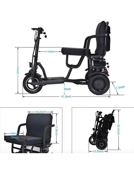 YEYE Cross trottinette électrique 3 roues PMR stable tout terrain