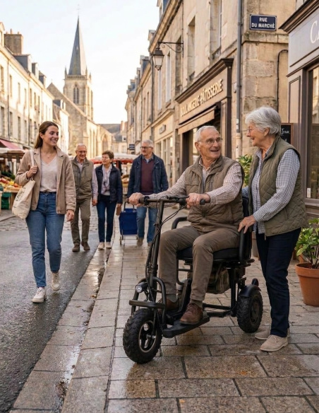 BOLA trottinette électrique 3 roues PMR stable avec guidon haut